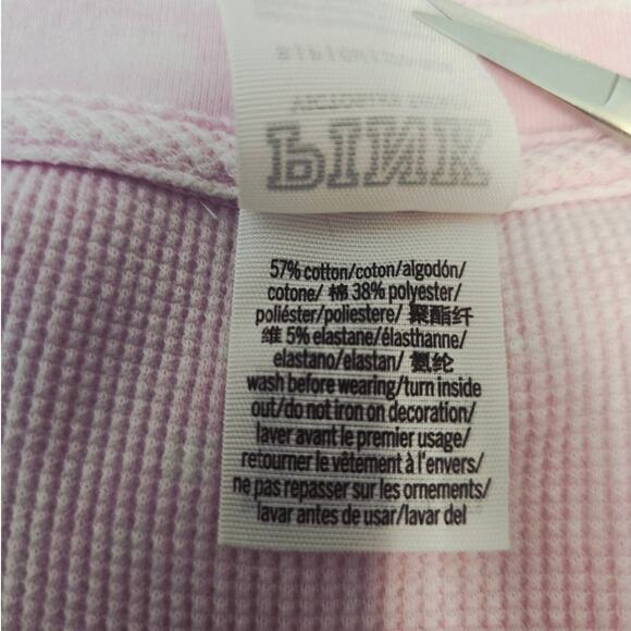 Victoria Secret Pink Crop Thermal Light Pink Tie Dye Winter Long Sleeve Shirt S - Picture 5 of 5